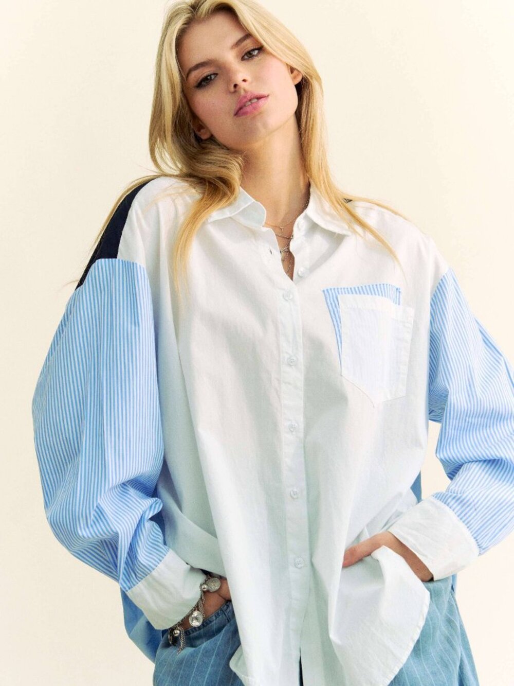 Abstract Stripe Button Down Shirt